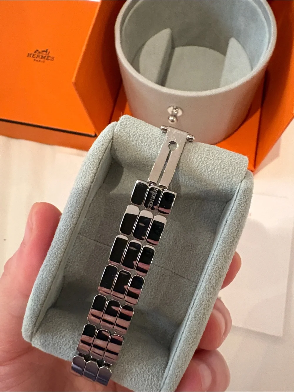 Brand new Hermes Kelly  Stainless Steel Bracelet Watch with Chain Detail